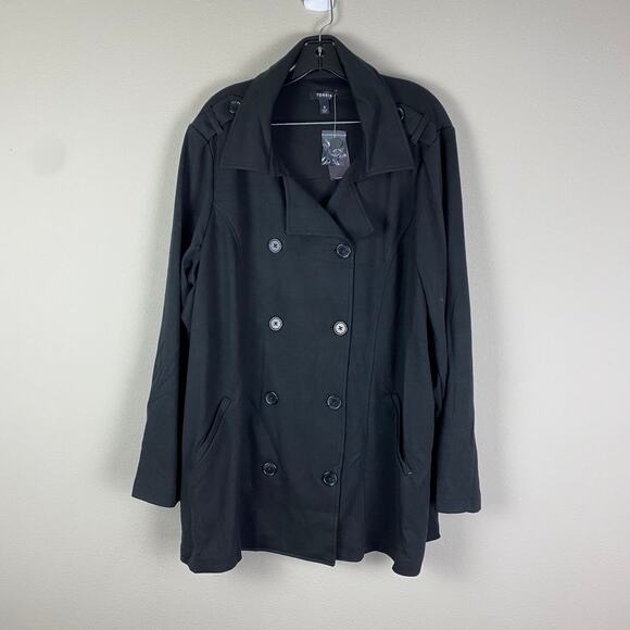 Torrid NWT Peacoat Lightweight Ponte Black Double Breasted Max Stretch Size 6X - Picture 5 of 11